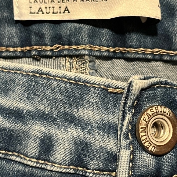 Laulia Denim Makers Distressed Button Down Jeans Sz XL - Picture 7 of 7